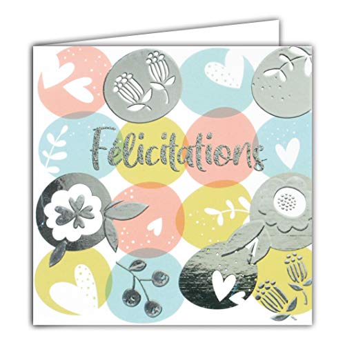 Afie Afie Kartka z życzeniami, kwadratowa, srebrna, kartka z życzeniami na każdą szczęśliwą okazję, narodziny, chrzest, ślub, przyjęcie zaręczynowe, 2 pary, rodzina 22001 22001