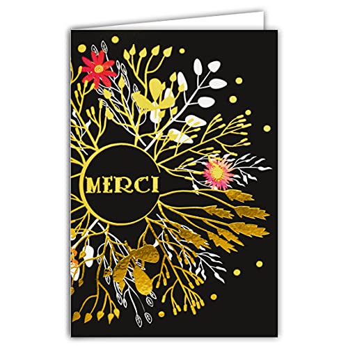 Afie Afie 69  7030 kartka z podziękowaniem kwiaty z folią na gorąco format 12 x 17,5 cm + koperta biała 69-7030