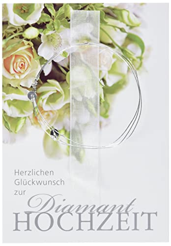 Perleberg Kartka na ślub diamentowy Lifestyle - róże, z gwiazdą drucianą - 11,6 x 16,6 cm 7730001-2