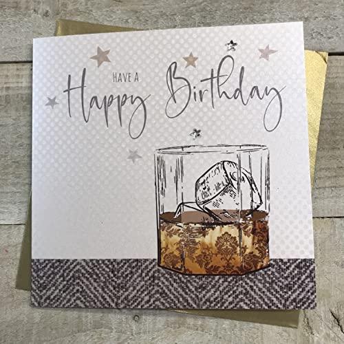 WHITE COTTON CARDS white cotton cards Ręcznie wykonana męska kartka urodzinowa whiskey, biała, WB158 WB158