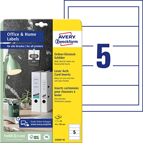Avery Zweckform Etykiety na segregatory z okienkami A4 10 ark.,/op. 54 x 190 mm białe szerokie ZWECKFORM C32267-10 C32267-10