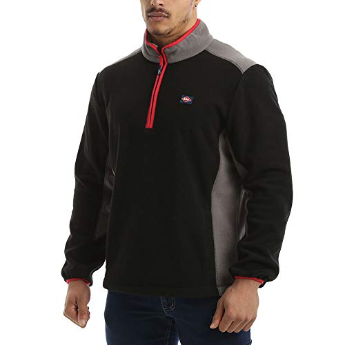 Lee Cooper LCTOP303_BLK/G_S odzież robocza męska z zamkiem błyskawicznym na szyję termiczny niepigułkowy polar sweter roboczy sweter sweter top z odblaskowymi detalami, czarny/szary, mały LCTOP303