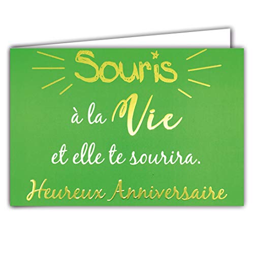 Afie Afie 69-5107 kartka z życzeniami na urodziny, mysz w życiu, ze złotym połyskiem na zielonym tle, dostarczana z kopertą, format zamknięty 17 x 11,5 cm. 69-5107