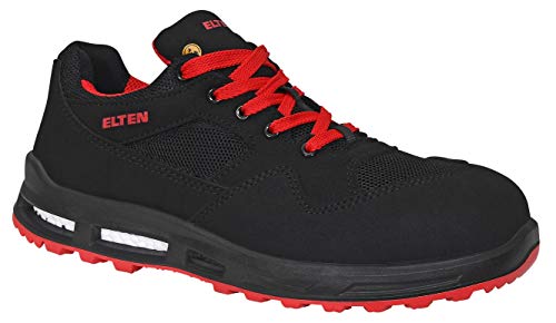 ELTEN Unisex buty ochronne dla dorosłych, Lakers Xxt Low Esd S1p, damskie, męskie, sportowe, lekkie, czarne/czerwone, sztuczne buty ochronne, czarne, rozmiar 1, 43 UE
