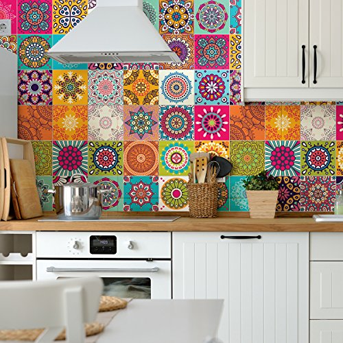 Zestaw 60 naklejek ściennych Ambiance Flow, 15x15 cm