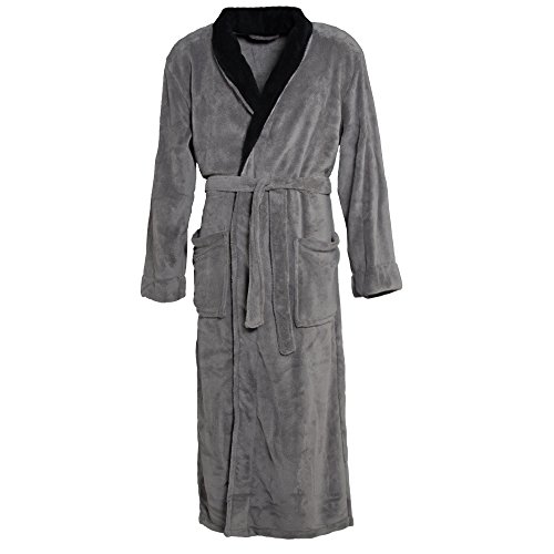 CelinaTex Nevada 0004315 elegancki płaszcz kąpielowy z kołnierzem dla kobiet i mężczyzn, odpowiedni do sauny, materiał: miękki polar (Coral Fleece), gramatura dzianiny: ok. 260 g/m, kolor: szar