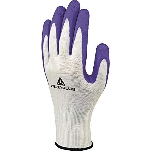 Delta Plus Rękawica dziana z poliestru, Strona Chwytna Powlekana Pianką Lateksową kolor biało-fioletowy 7 DPVV733VL07 DPVV733VL07
