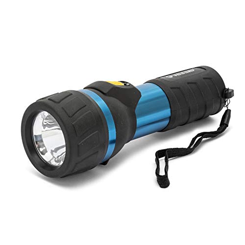 Velamp Hyper aluminiowa latarka LED z koronką. Działa z bateriami 2 D (nie wchodzą w zakres dostawy). Super jasna 110 lm (3 W), odporna na wodę i wstrząsy, aluminium, niebieska