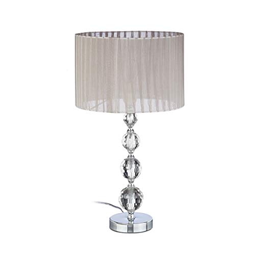 Relaxdays lampa na stolik nocny kryształ, kula lampa stołowa, lampa stołowa szara, abażur, HBT.: 41 x 29,5 x 29,5 cm, przezroczysty/srebrny 10022849