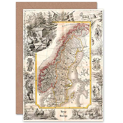 Wee Blue Coo Wee Blue Coo Kartka powitalna prezent MAP ANTYCZNA 1847 Monachium Norwegia Szwecja dekoracyjna CP2489