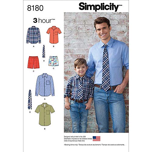Simplicity wzór 8180 młodych i koszulka dla mężczyzn, Boxer i TigerTie Designerski satynowy krawat liliowy ciemny liliowy fioletowy, biały 8180