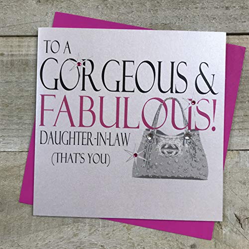 WHITE COTTON CARDS white cotton cards To A Gorgeous & Fabulous Daughter-in-Law (That's You) ręcznie robiona karta, N18-DL N18-DL
