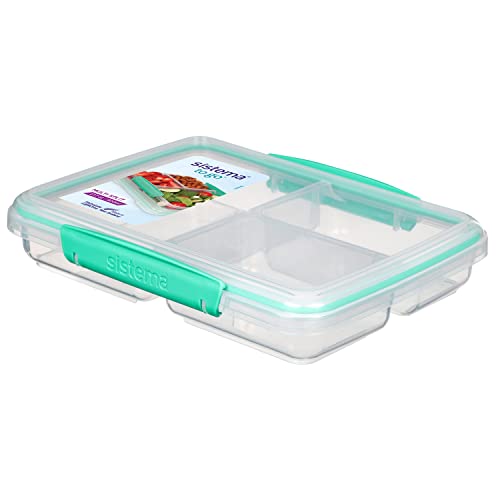 Sistema To Go Multi Split pojemnik na żywność, przezroczysty, z kolorowymi klipsami, 820 ml