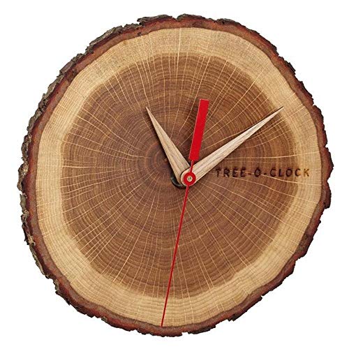 TFA Dostmann Tree-Clock Zegar ścienny z prawdziwego drewna o  60.3046.08 60.3046.08