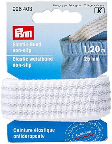 Prym Elastyczny pasek, antypoślizgowy, 25 mm, biały, 1, 2 m