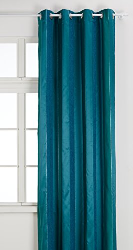 Home Maison 09375-8-AL żakardowa zasłona z oczkami, szenilowa, pionowe paski, niebieski/srebrny, 135 cm x 260 cm
