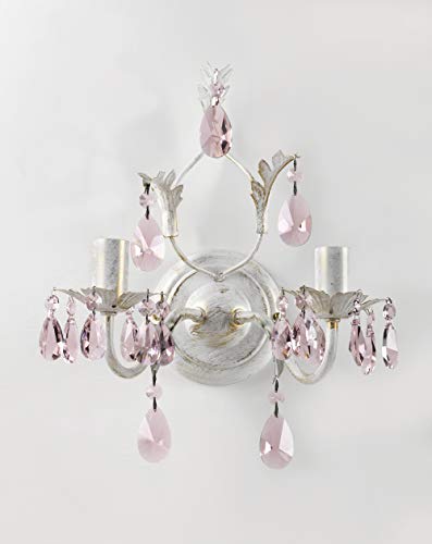 ONLI Lampa ścienna Kate, 2-pkt. biała, różowe kryształy