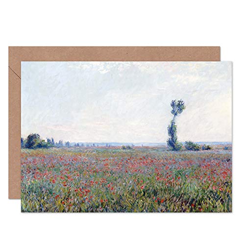 Artery8 Claude Monet Poppy Field Fine Art kartka z życzeniami z kopertą wewnątrz bez napisu CLPDG0112