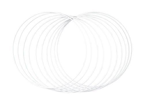 Rayher 25214102 metalowe pierścienie, 10 sztuk, Ø 25 cm, białe powlekane, grubość ok. 3 mm, pierścienie do drutu, do techniki przewijania, łapacz snów, florystyki, wieniec ślubny, Hoops
