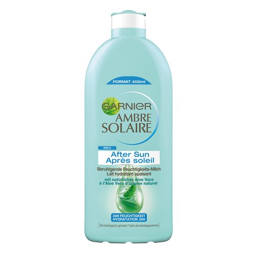 Garnier After Sun Lotion z aloesem, chłodzący balsam do ciała, Ambre Solaire po opalaniu, kojące mleko, 1 x 400 ml