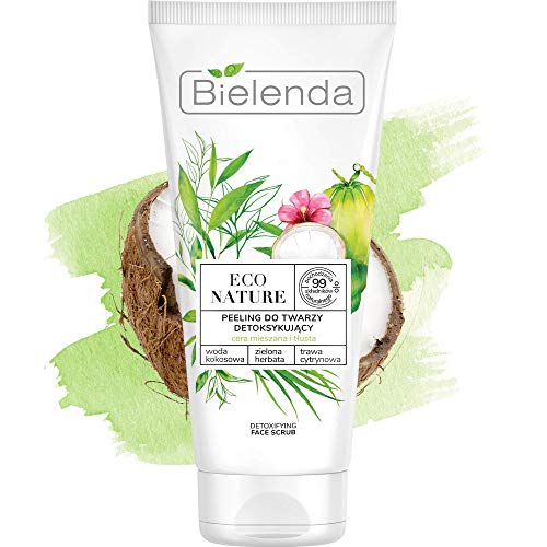 Bielenda Eco Nature - Woda Kokosowa + Zielona Herbata + Trawa Cytrynowa - Peeling Do Twarzy Detoksykujący, 150 G