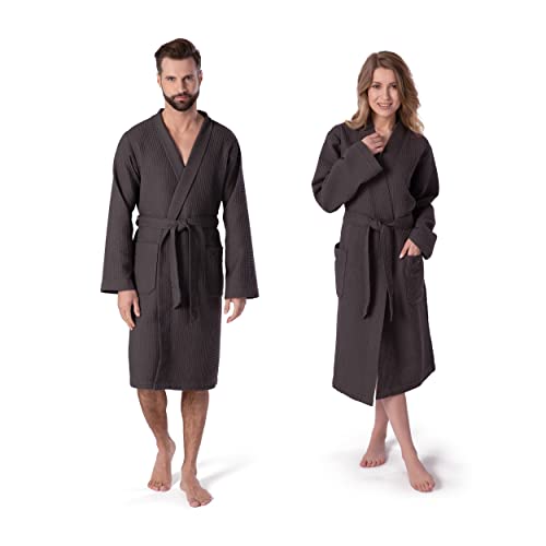 Möve Kimono Homewear szlafrok z waflowego materiału pique, szary, X-L 276120663843_XL