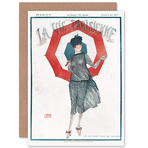 Artery8 Artery8 La Vie Parisienne stylowy damski parasol przeciwdeszczowy okładka magazynka zapieczętowana kartka z życzeniami plus koperta wewnątrz bez opisu CPPDG102924