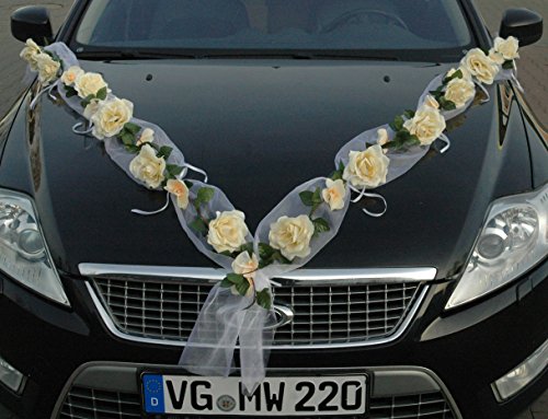 Rose Girland dekoracja samochodu dla panny młodej, róża, dekoracja samochodu, na wesele, do samochodu, na wesele, do samochodu (róża orchidea, ecru)