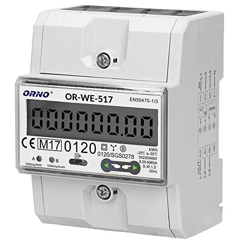 Orno 1-fazowy licznik energii elektrycznej 80A,wielotaryfowy, RS485MID OR-WE-517