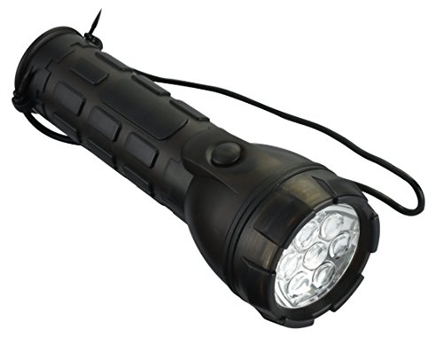 Electraline 58042 7 LED latarka 60 lumenów, lampa awaryjna z ergonomicznym uchwytem i włącznikiem/wyłącznikiem, wodoszczelna IP44 i odporna na uderzenia, duża, czarna