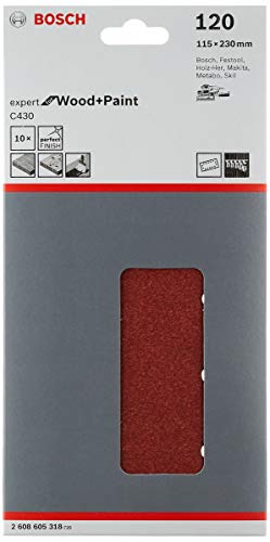 Bosch 10-częściowy zestaw papierów ściernych, wymiary 115x230, ziarnistość 120 2608605318