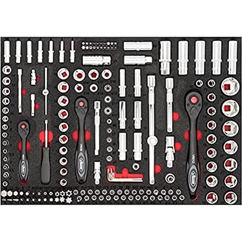 Vigor komplet narzędzi klucz nasadowy, napęd czworokątny 6,3 MM 1/4 cala, 10 MM 3/8 cala i 12,5 MM 1/2 cala, 1 sztuki, v4188