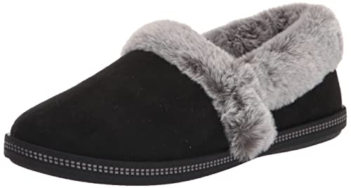 Skechers COZY CAMPFIRE - TEAM TOASTY, damskie kapcie typu Low Top, Czarna czarna mikrofibra zamszowe sztuczne futro linia blk, 37 EU