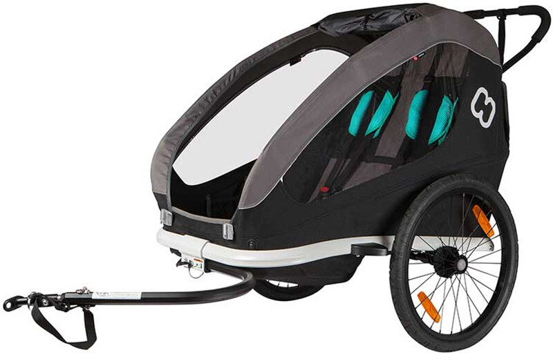 Hamax Traveller Przyczepka rowerowa wraz z dyszlem do roweru i kołem wózka, czarny/szary 2021 Przyczepki rowerowe dla dzieci HAM400057