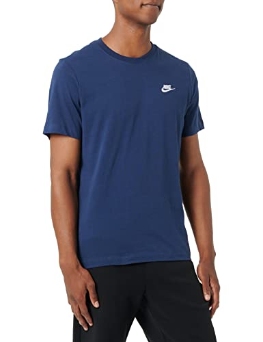 Nike Męski T-shirt Sportswear Club, Midnight Navy/White, M, AR4997-410 AR4997-410