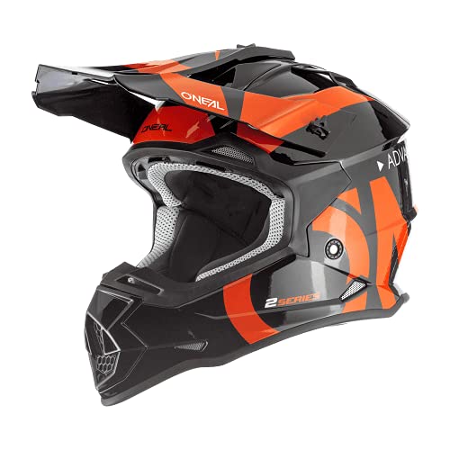 O'NEAL | Dziecięcy kask motocrossowy | MX Enduro | ECE Safety Standard 22.05, Otwory wentylacyjne i chłodzące | 2SRS Młodzieżowy kask Slick | Czarny pomarańczowy | Rozmiar M