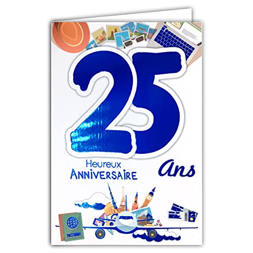 69-2027 kartka urodzinowa, 25 lat, dla mężczyzn, kobiet, fajerwerki na imprezę, prezent