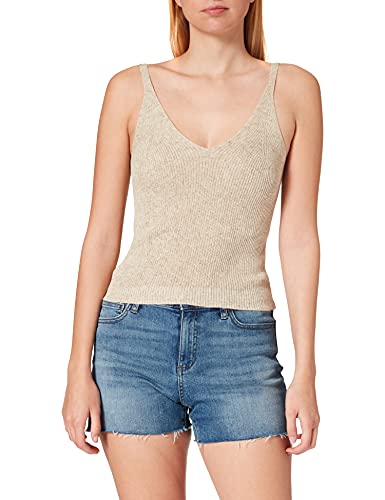 ONLY Damski top z dzianiny bez rękawów, Pumice Stone/szczegóły: w. Melange, XL