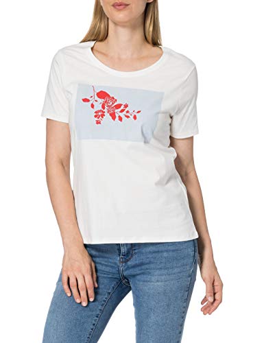 Mexx Damska koszulka z nadrukiem kwiatowym, Off White, S