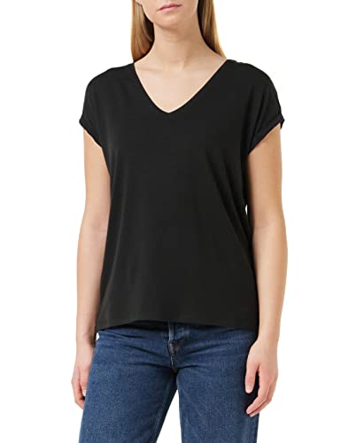 VERO MODA Damska koszulka Vmava Ss V-Neck Tee VMA Noos, czarny /, L