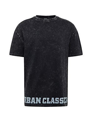 Urban Classics Męski T-shirt Acid Washed Logo Tee T-Shirt, czarny, S