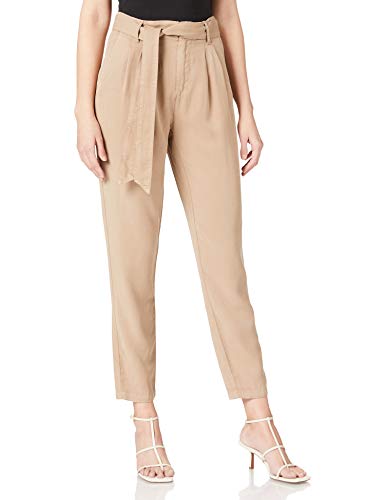 VERO MODA Damskie spodnie z wysokim stanem pas do zawijania, silver mink, S