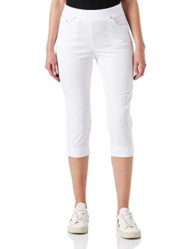 Raphaela by Brax Damskie spodnie damskie w stylu Pamona Capri z dżerseju, wsuwane, letnie bawełniane spodnie, biały, 27W / 32L