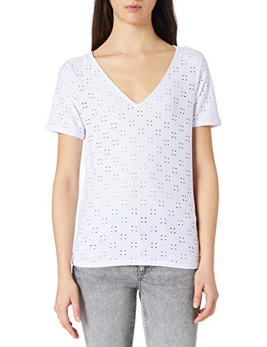 Vila Damska Vitressy Detail V-Neck S/S Top/Su-Noos T-Shirt, Optyczny Snow, XS