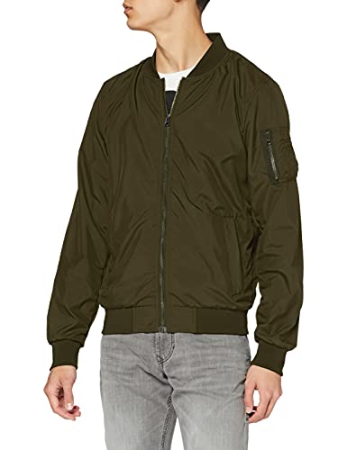 Build Your Brand Męska kurtka nylonowa bomberka kurtka, lekka męska kurtka bomberka dostępna w 2 kolorach, rozmiary S - XXL, zielony (Olive 00176), L
