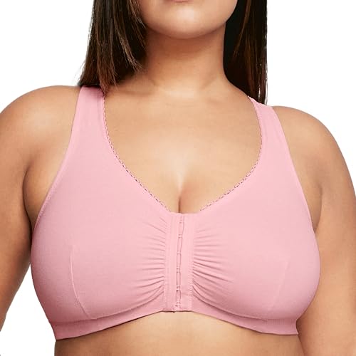 Glamorise Damski biustonosz sportowy High Impact bezszwowy biustonosz sportowy z fiszbinami #9066 (opakowanie 1 szt.), Róż (Pink Blush), 100E