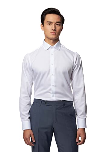 Roy Robson Męska koszula z bawełny, regularny krój, długi rękaw, nie wymaga prasowania, biały, 46