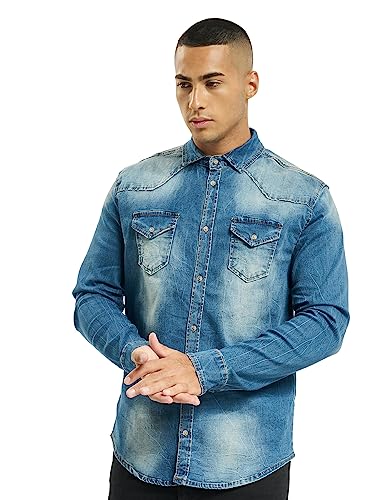Brandit Męska koszula jeansowa Riley Denim, niebieski (Denim Blue 62), S