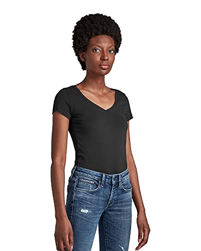 G-STAR RAW Damska koszulka z dekoltem w serek, czarny (Black 3310-990), M