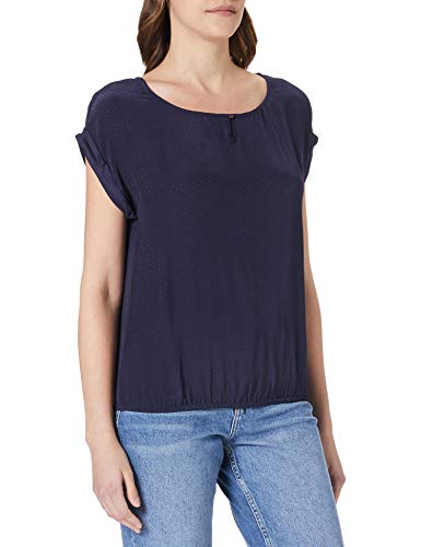Mexx Damska bluza z krótkim rękawem z przodu, dżersej z tyłu, Dark Sapphire (Navy), S